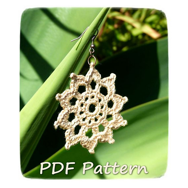 Lotus Earrings ~ Crochet Pattern