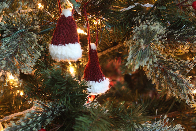 Santa Hat Ornament (knit version)
