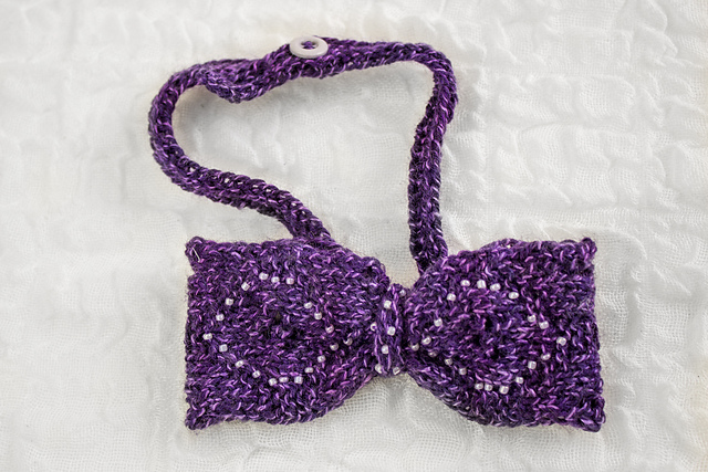 Knit Beaded Lace Bow Headband