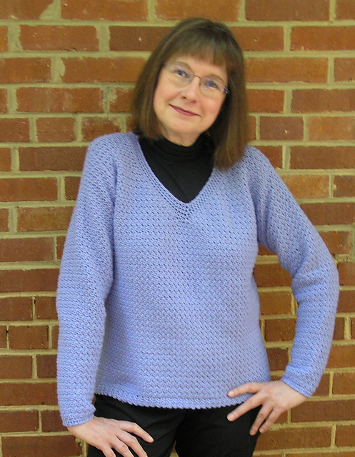 Griddle Stitch V-Neck Pullover