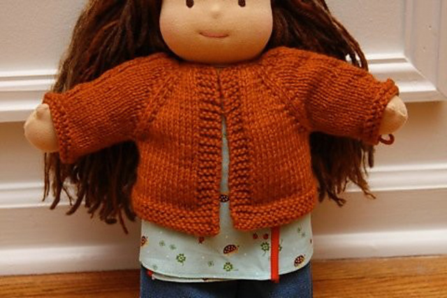 Cabled Sleeve Cardigan Sweater for 15” Doll