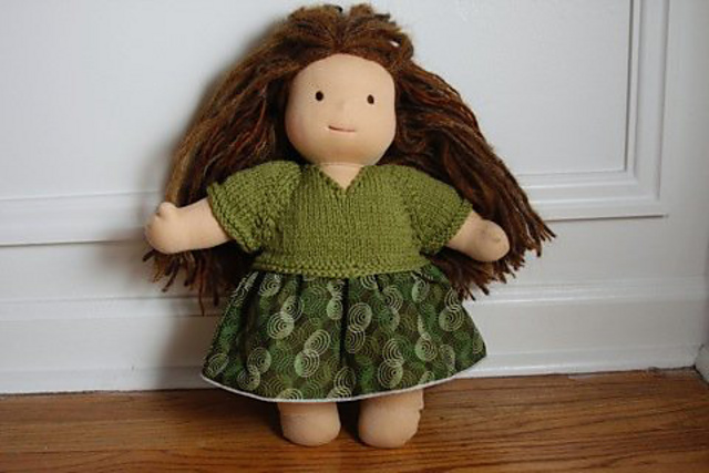 V Neck Sweater Dress for 15" Waldorf Doll