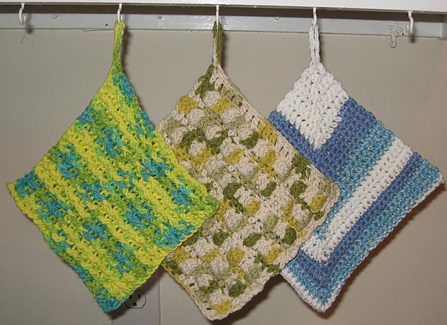 Three Crochet Dishcloths