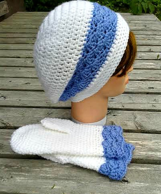 Winter Breeze Slouch Hat and Matching Mittens