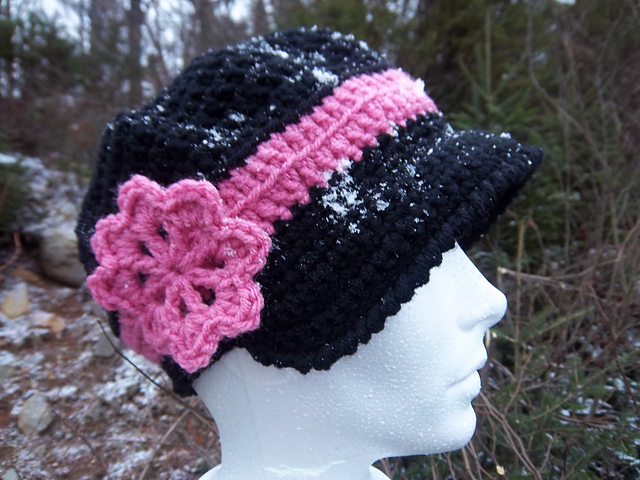 Snow Kissed Beanie Beret with Brim and Flower