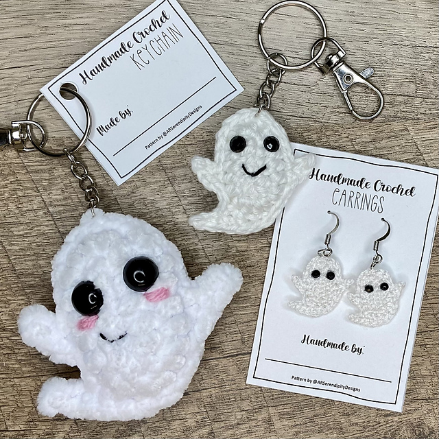 Ghost Earrings and Keychain