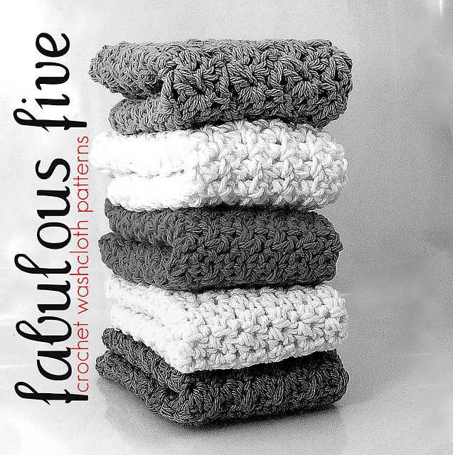 Fabulous Five Washcloth Wash Cloth Dishcloth Dish Cloth Pattern Lot Bundle