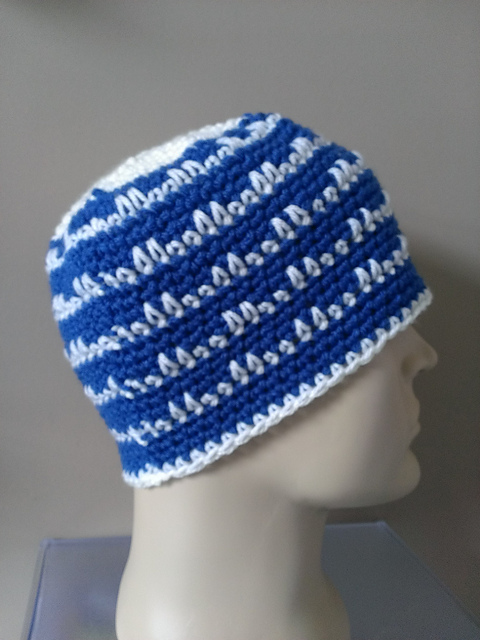 Striped Spike-Stitch Beanie