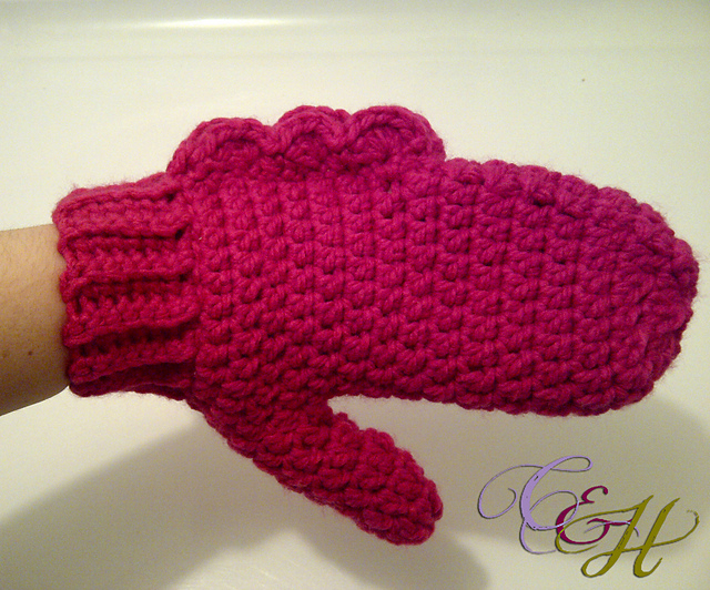 Woman Mitts with Surface Crochet
