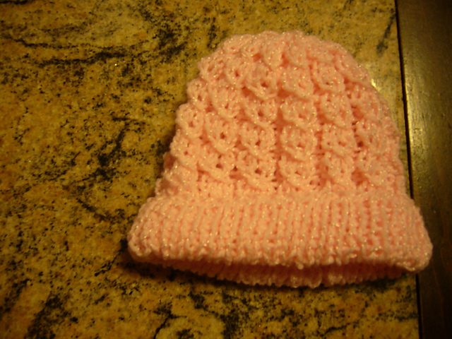 Baby Hat in Eyelet Mock Cable Rib