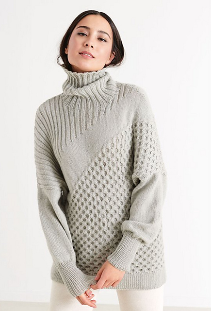 # 14 Pullover mit Wabenmuster und Rippen Diagonal