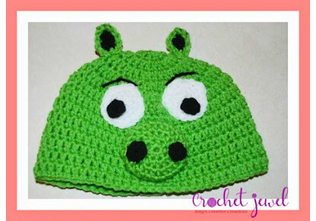 Green Pig Angry Bird Child Hat
