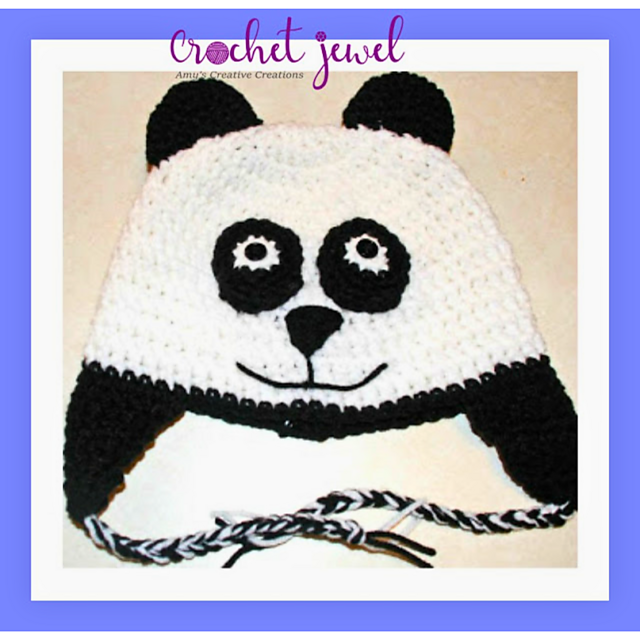 Panda Bear Child Ear flap Hat