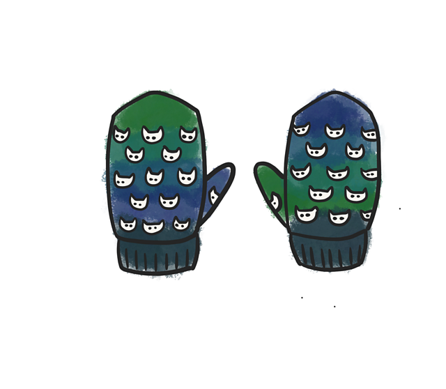 Polka Cats mittens