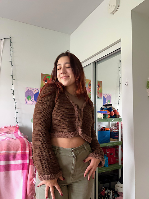 Crochet Peach Fuzz Cardigan