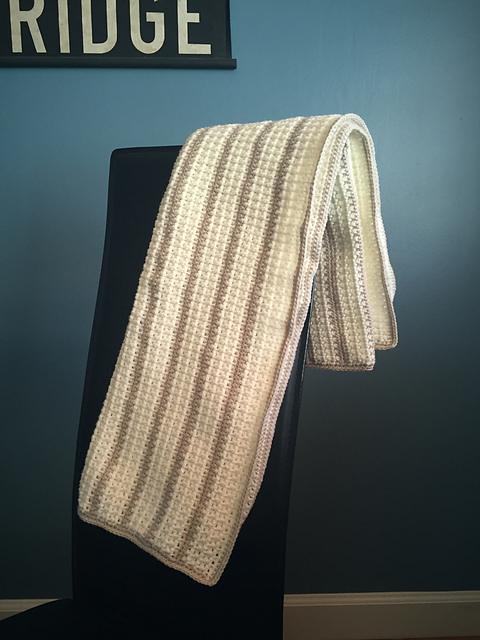 Imitation Waffle Stitch & Stripes Blanket