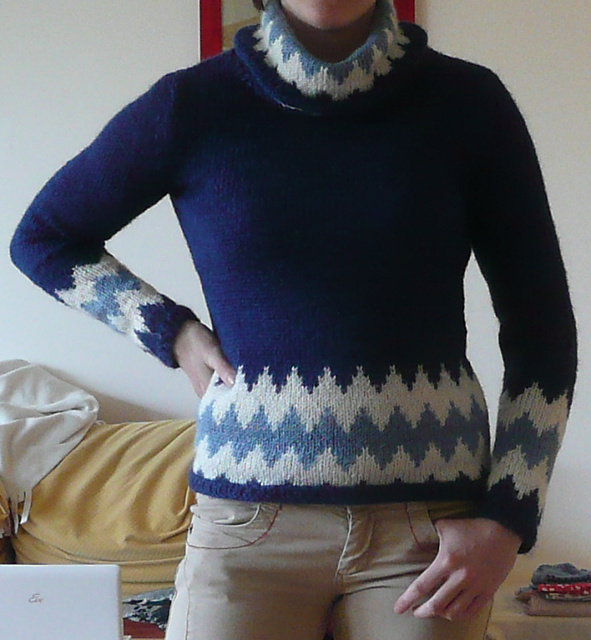 153-007 Pullover mit Jacquardstreifen