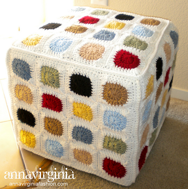 Granny Square Ottoman Cover