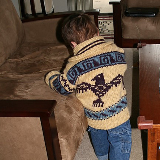 Cowichan Cardigan with Pictorial Motifs