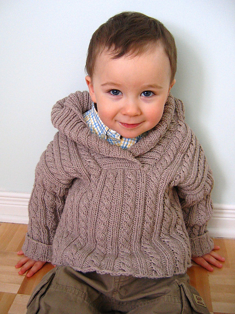 Cable and Rib Sweater with Hood