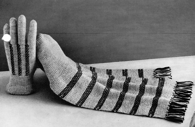Striped Scarf and Glove Set
