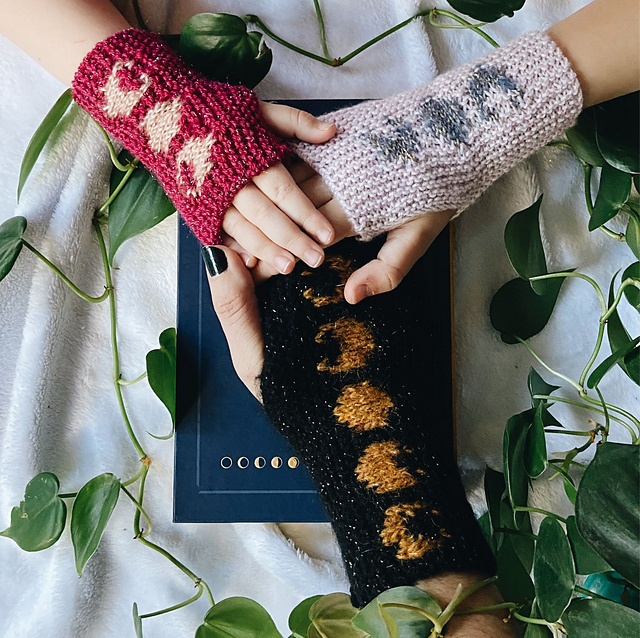 Moonlight and stardust fingerless gloves