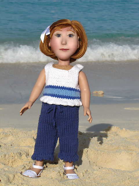 Top and Drawstring Waist Capri: To Fit 18" Dolls