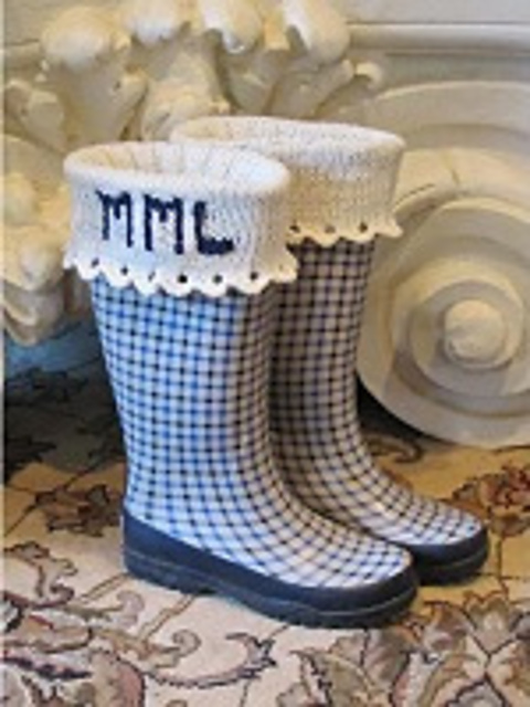Scalloped Edge Monogramed Boot Sock, Liner, and Cuff