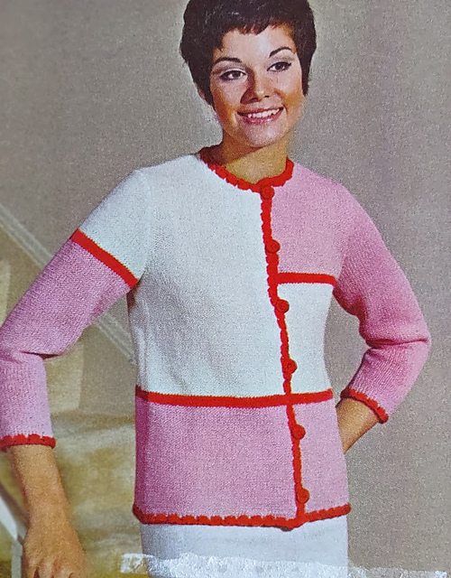 Tri-Colored Mondrian Cardigan