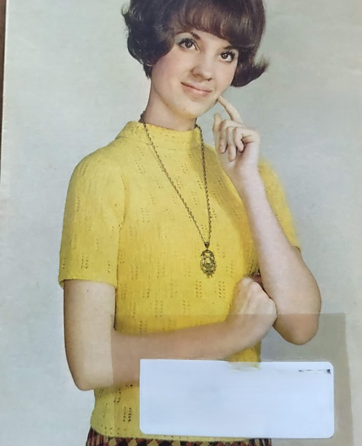 Knit Blouse with Crochet Collar
