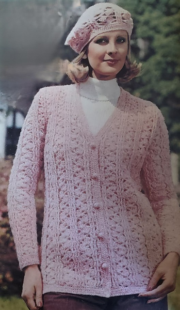 No. 8710 Shell Cardigan and Matching Beret