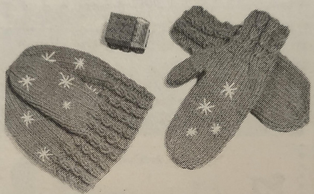 Mitten/Hat Set with Snowflake Trim