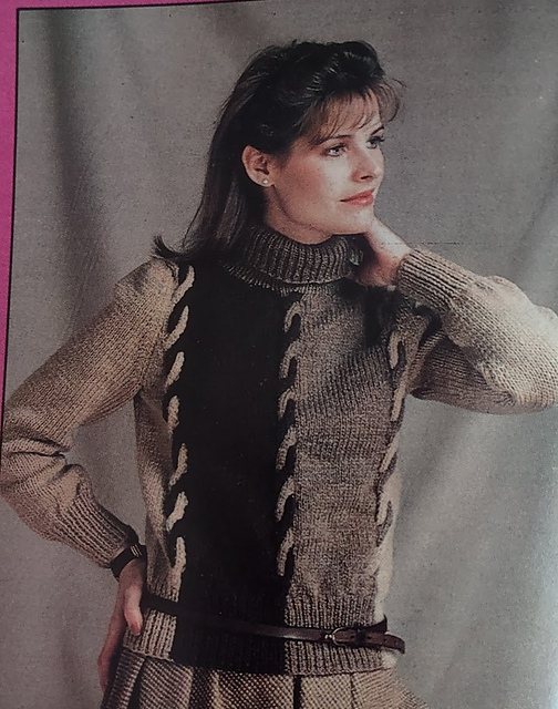 Tri-Colored Cable Sweater