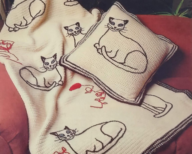The Cats Meow Afghan and Pillow