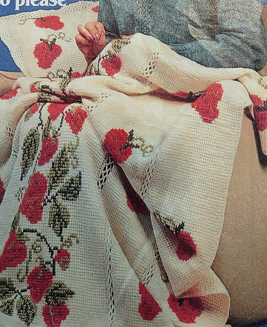 Strawberries and Cream Afghan/Pillow