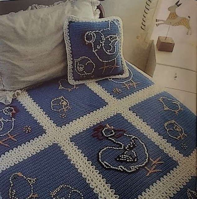 Country Look Afghan and Pillow