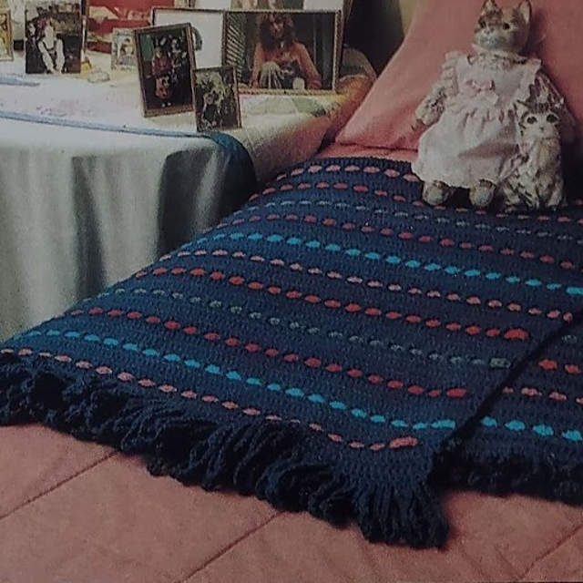Crocheted Afghan with Colorful Stripes