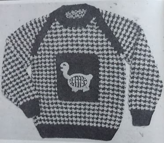 Houndstooth Sweater with Turtle