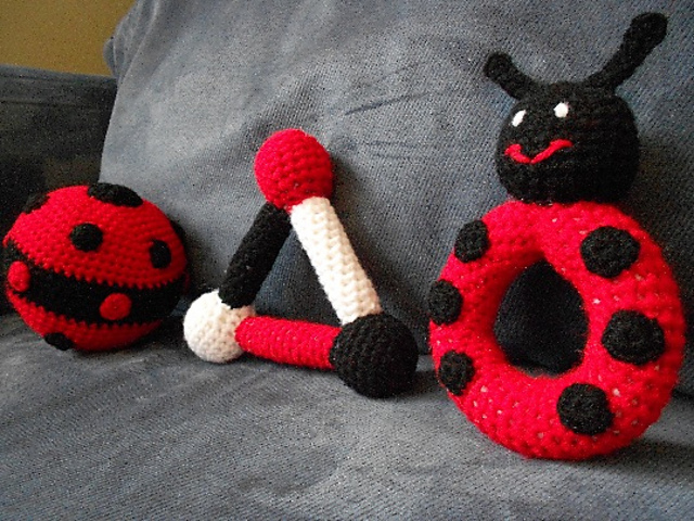 Ravelry: Ladybug Baby Rattle Set pattern by Jessica Boyer