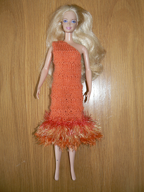 #0009 Orange Dress with Fun Fur