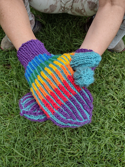 Brioche Rainbow Mittens
