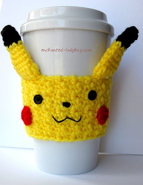 Crochet Pikachu Coffee Cup Cozy