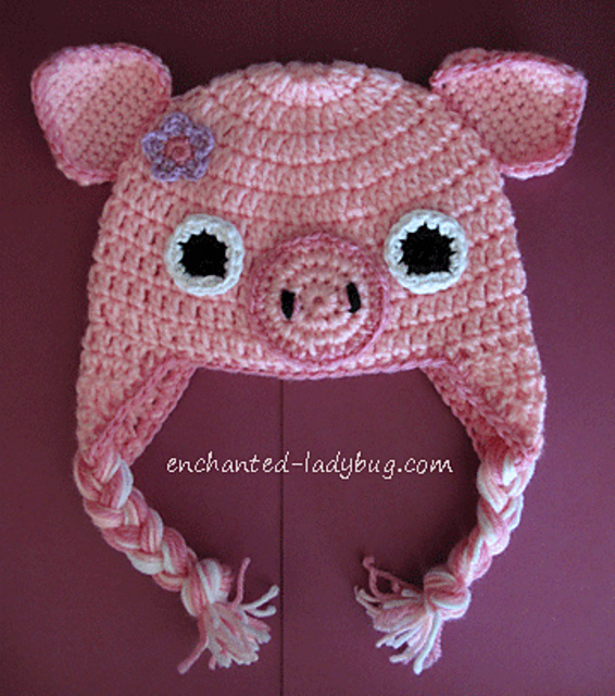Crochet Pig Earflap Baby Hat