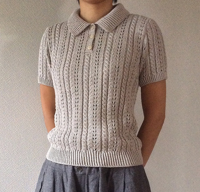 Ravelry: p.18 Pullover with shirt-collar pattern by Nihon