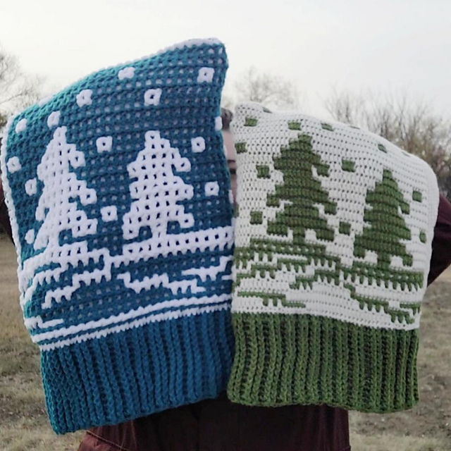 Winter Trees Hooded Cowl