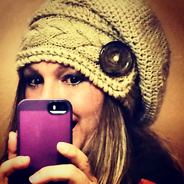 Slouchy Beanie cable knit-crochet chunky button