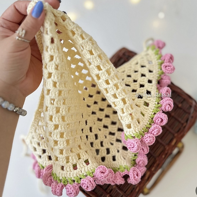 3-in-1 Crochet Tulip Set: Top, Bandana & Scarf