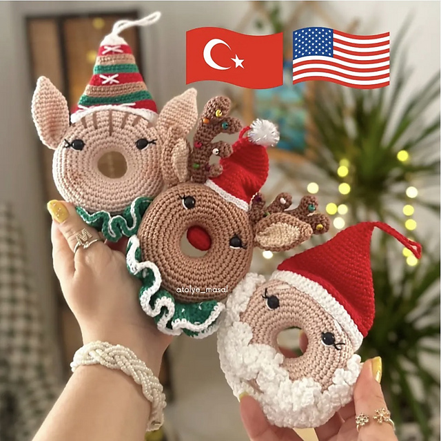 Christmas Donat Santa Claus, Deer and Elf