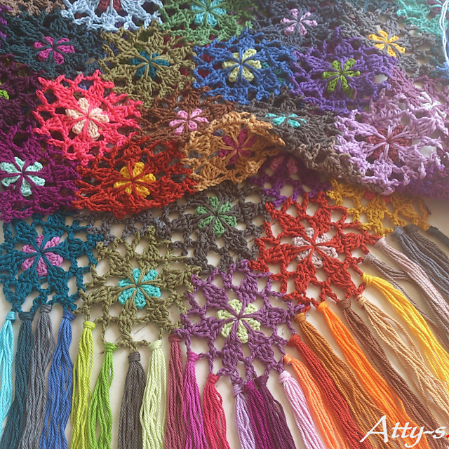 Crochet Flower Scarf made with leftovers