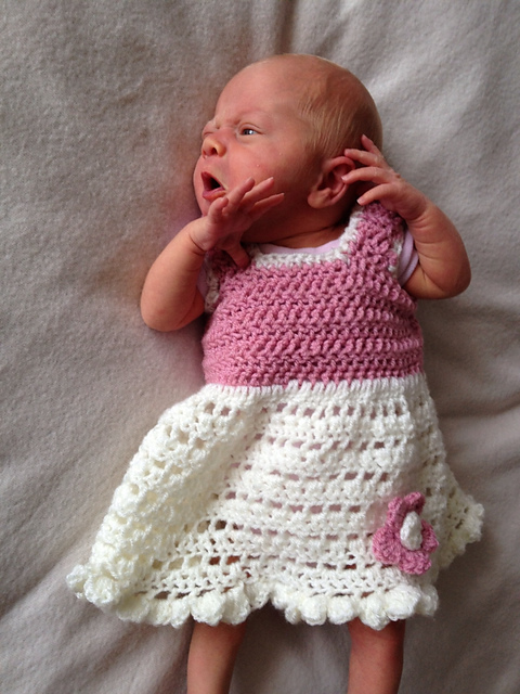Frilly Flower Newborn Dress